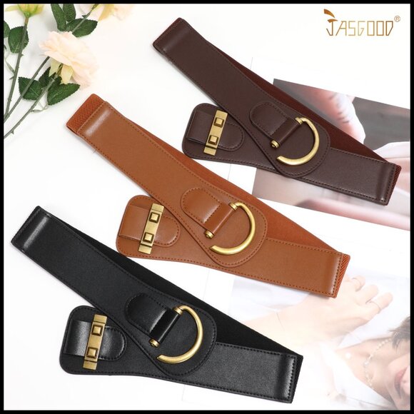 Vintage Stretchy Waist Belt Elastic Wide Waistband Retro Elegant Accessory main image 4